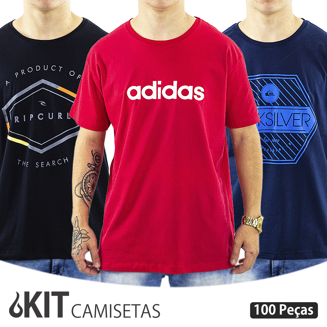 KIT 100 CAMISETAS MASCULINAS MARCAS SORTIDAS NO ATACADO – Mere Lanzer